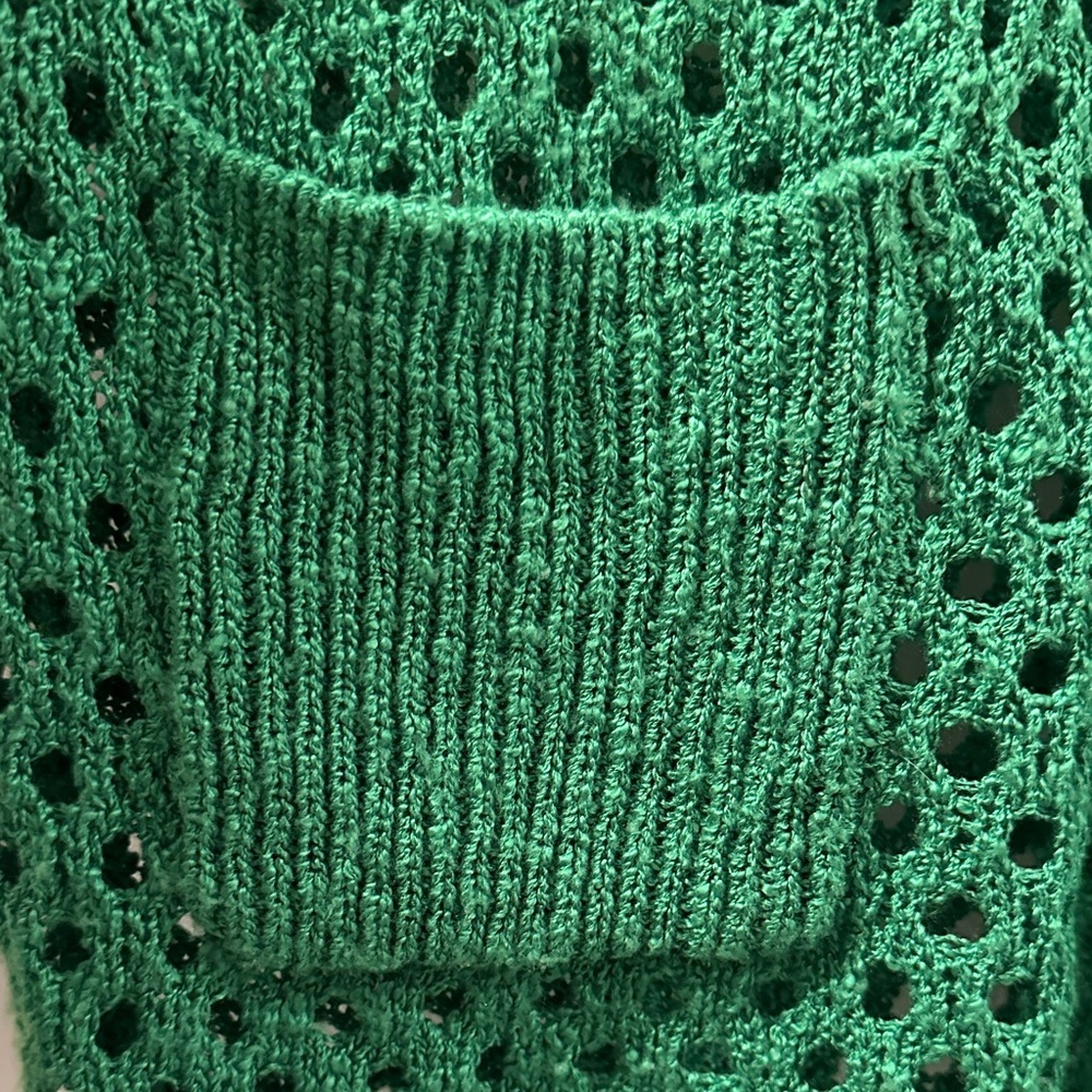 FEVER Y2K Green Open-Knit Bohemian Sweater Sz S - Picture 5 of 12